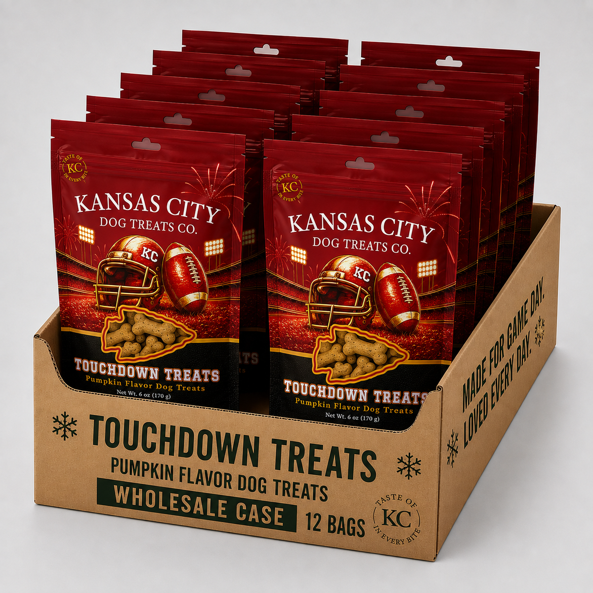 Touchdown Treats Pumpkin Flavor Dog Treats Case of 12